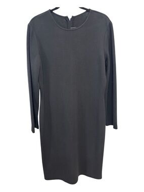 NWOT St. John Black Long-Sleeve Milano Wool Shift Dress Sz 12